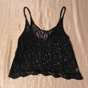Women’s small black crochet tank top